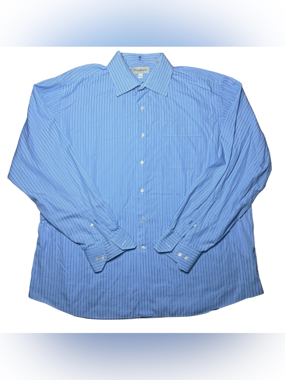 Tommy Bahama Light Blue Pinstripe Men’s 17.5 Cotton Button Down